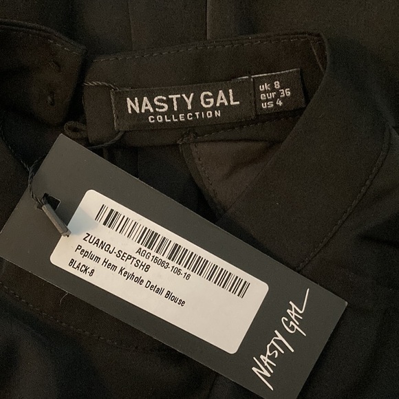 NWT Nasty Gal Peplum Hem Keyhole Detail Blouse Size 4 - Picture 11 of 11